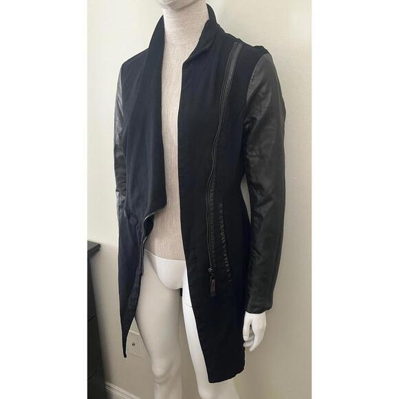 RUDSAK LEATHER AVANT GARDE ASYMMETRICAL LEATHER WOOL JACKET - Picture 3 of 15